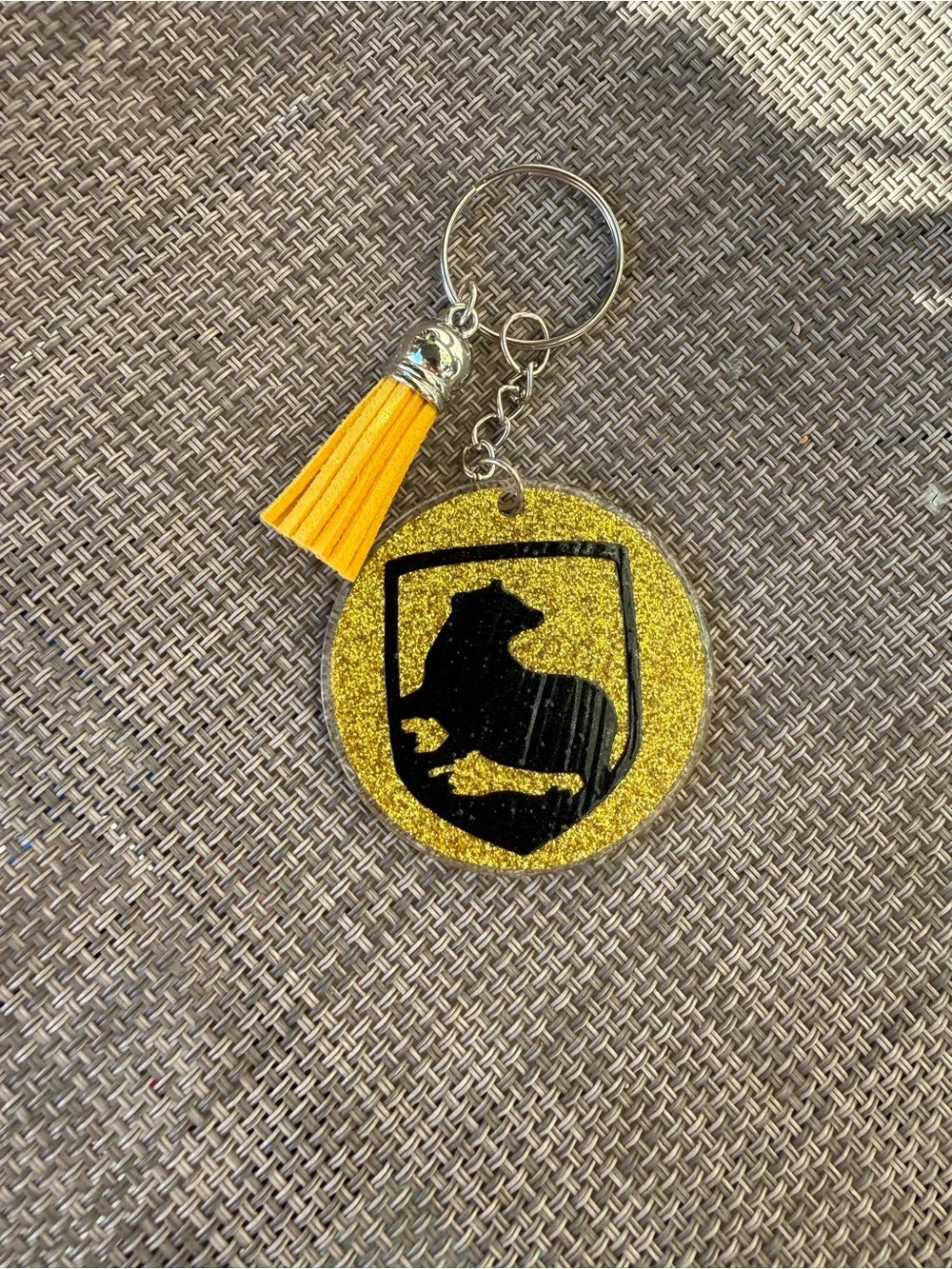 Yellow Glitter Hufflepuff Keychain